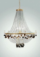 Фигурная стеклянная люстра с шарами коньячного оттенка - pzg/315