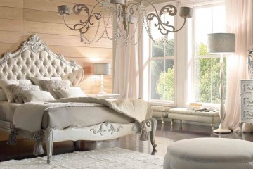 Белоснежная спальня с рельефным патинированным декором - vto/027