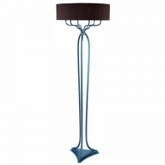 Торшер с круглым коричневым абажуром на серебристой ножке - pzg/172