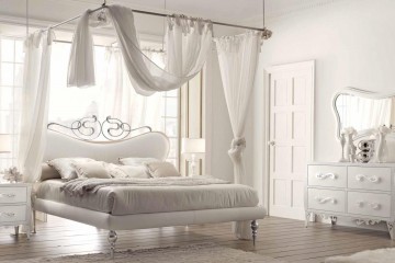 Белая спальня с кроватью под балдахином - vto/003