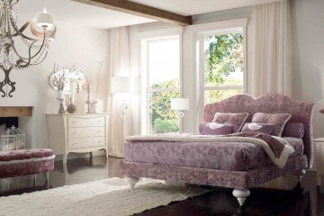 Светлая спальня с розовой бархатной кроватью - vto/039