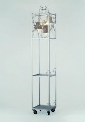 Серебристый торшер на колесиках с 4 бежевыми абажурами - pzg/370