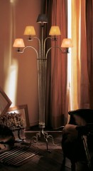 Позолоченный торшер с 5 плафонами в коричневой гамме - pzg/444