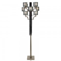 Темный торшер с 12 плафонами и длинными кожаными лентами - pzg/157