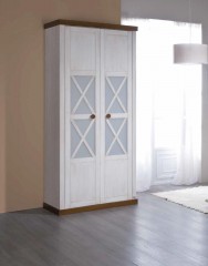 Гардеробный шкаф с застекленными декорированными распашными дверками - tre/087