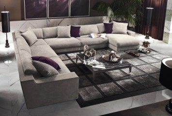 Гостиная с большим светло-серым модульным диваном - smn/362