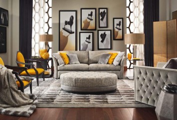 Светло-серая гостиная с желтыми акцентами - smn/371