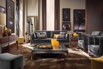 Темно-серая гостиная с мраморными столиками - smn/369