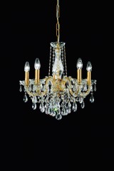 Фигурная люстра на 5 свечей с длинными хрустальными подвесками - msr/031