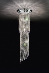 Длинная спиральная люстра из хрустальных гирлянд с сиреневыми кристаллами - msr/134