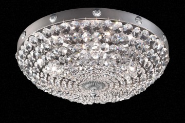 Серебристая круглая люстра с корзиной из хрустальных подвесок - msr/597