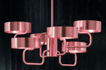 Дизайнерская розовая люстра с 6 круглыми плафонами - msr/484