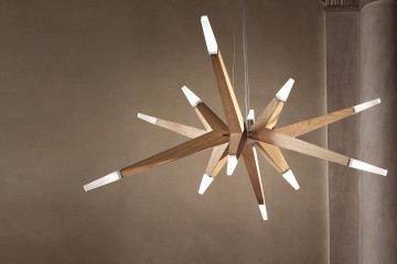 Абстрактная светодиодная люстра из древесины орехового оттенка - msr/410