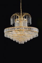 Позолоченная хрустальная люстра с каскадным круглым плафоном - msr/124