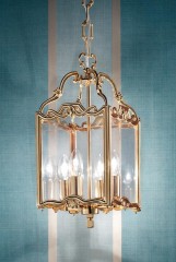Люстра в виде уличного фонаря на 4 свечи из позолоченного металла - msr/194