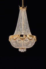 Позолоченная люстра с корзиной из хрустальных бус - msr/101
