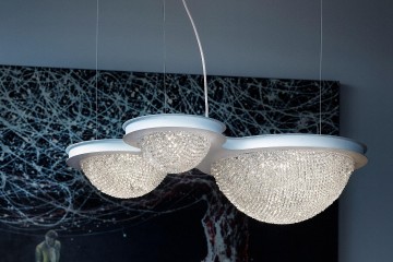 Светодиодная люстра с объемными хрустальными плафонами  разных размеров - msr/385