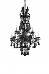 Дизайнерская люстра на 12 свечей из матового черного стекла - msr/261