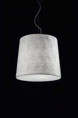 Люстра с плафоном из белого текстиля с розами - msr/161