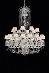 Большая хрустальная люстра с 24 плиссированными абажурами цвета слоновой кости - msr/251