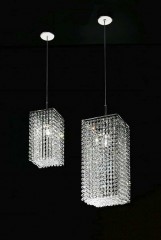 Маленькая люстра с плафоном из хрустальных подвесок - msr/141