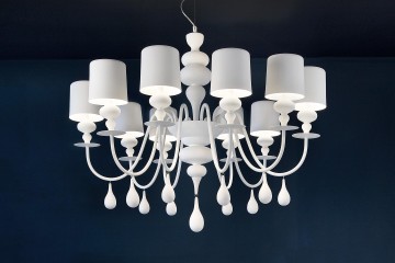 Люстра с 10 абажурами из матового белого стекла - msr/403