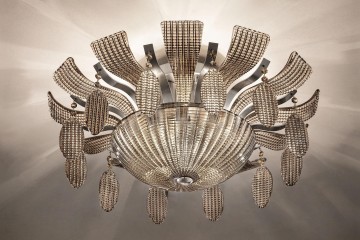 Дизайнерская люстра из коричневого стекла с рельефным орнаментом - msr/422