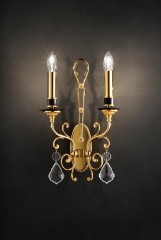 Позолоченное двойное бра с фигурными хрустальными подвесками - msr/063