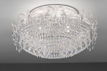 Круглая люстра из стеклянных подвесок на серебристом основании - msr/293