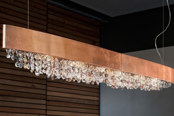 Овальная подвесная люстра медного цвета со стеклянными подвесками - msr/456