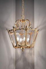 Дизайнерская люстра в виде старинного фонаря из позолоченного металла - msr/196