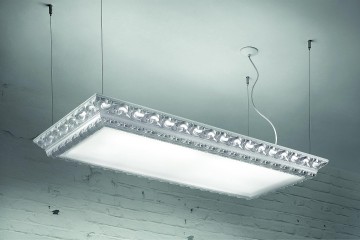 Белая прямоугольная люстра из гипса с лепниной - msr/364