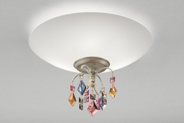 Круглая белая люстра с разноцветными подвесками - msr/281