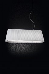 Стильная люстра с овальным плиссированным абажуром из белого текстиля - msr/164