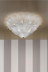 Люстра из декорированного стекла с 2 ярусами широких листьев - msr/228