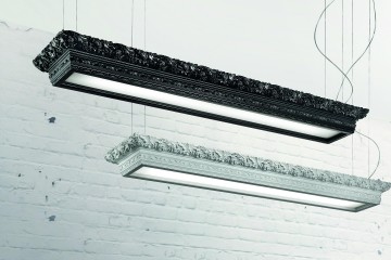 Горизонтальная люстра с плафоном из гипса и матовым белым рассеивателем - msr/363