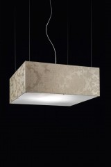 Люстра с квадратным плафоном из бежевого текстиля с узорами - msr/169