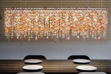 Горизонтальная люстра из разноцветных хрустальных кристаллов - msr/151