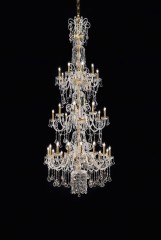 Вертикальная трехъярусная люстра на 32 свечи в хрустальном обрамлении - msr/249