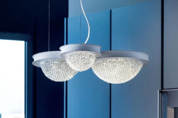 Дизайнерская подвесная люстра с 3 хрустальными плафонами - msr/386