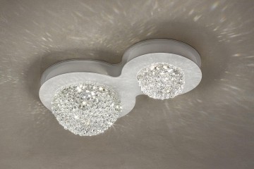 Фигурная белая люстра с 2 хрустальными плафонами - msr/382