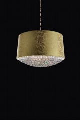 Люстра с узорчатым зеленым абажуром с хрустальным декором - msr/156