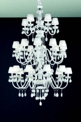 Трехъярусная белоснежная люстра из стекла с плиссированными абажурами - msr/283