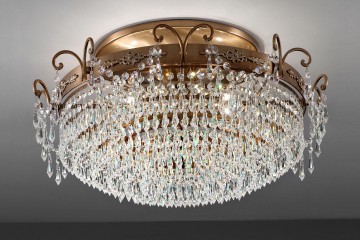 Люстра со стеклянными подвесками на каркасе цвета античной бронзы - msr/299