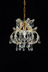 Маленькая хрустальная люстра на позолоченном фигурном каркасе - msr/028