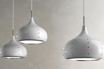 Люстра с круглым плафоном из белого стекла со стразами - msr/499