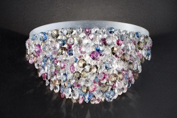 Маленькая круглая люстра из разноцветных стеклянных подвесок - msr/474