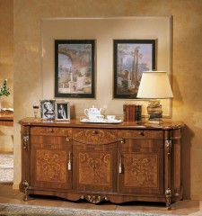 Буфет из массива с 3 дверками и ящиками, украшенный интарсией - gri/153