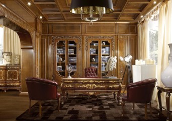 Кабинет из массива орехового оттенка со встроенными шкафами - gri/061