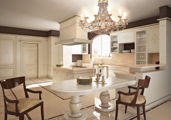 Классическая кухня цвета слоновой кости с росписью - gri/151